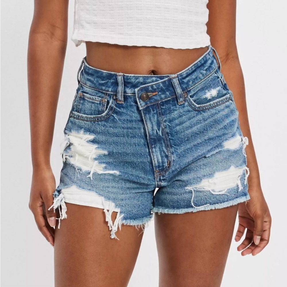 American eagle high waisted crossover rigid mom shorts😻